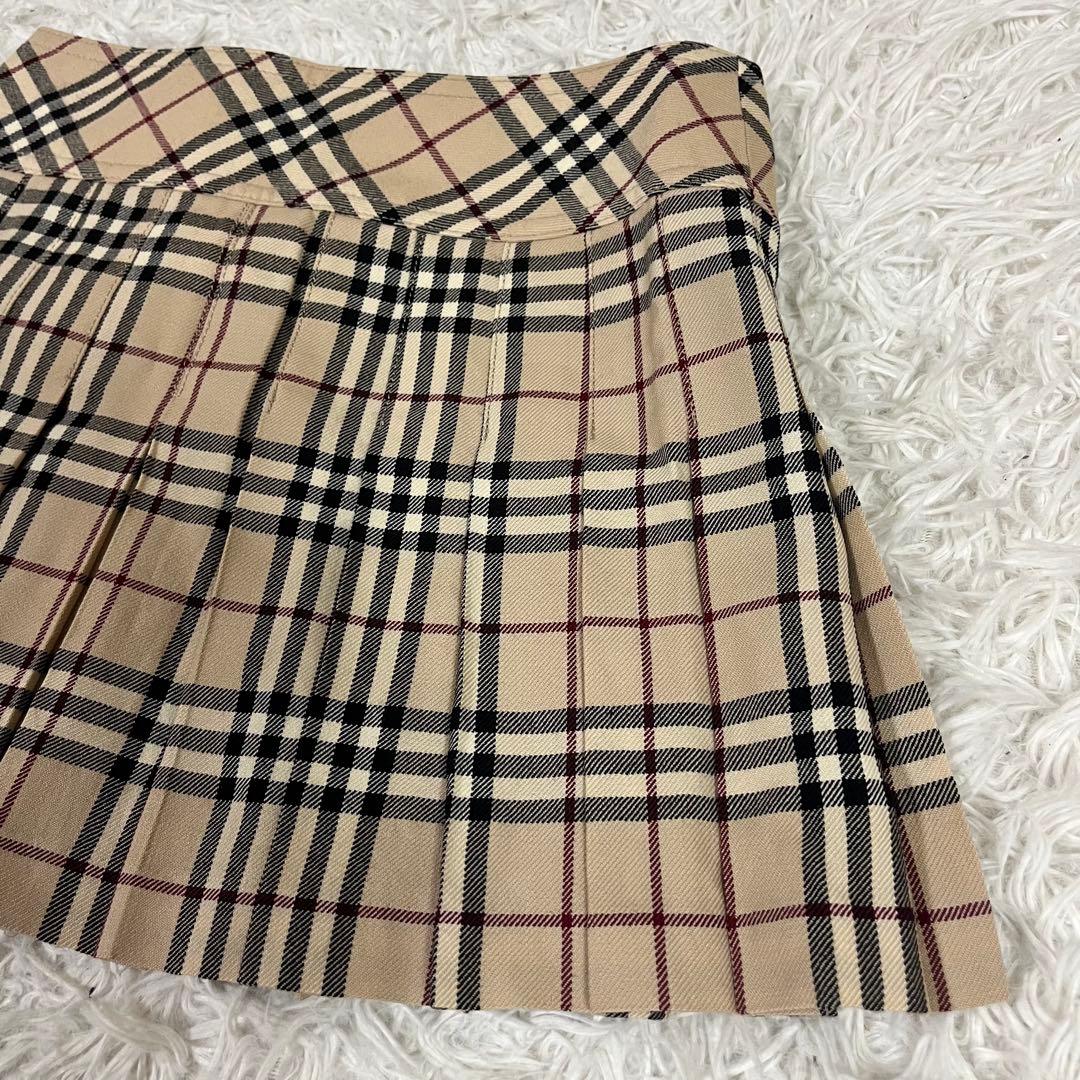 美品❣️バーバリー 巻きスカートプリーツ ノバチェック 牛革ベルト y2k 36