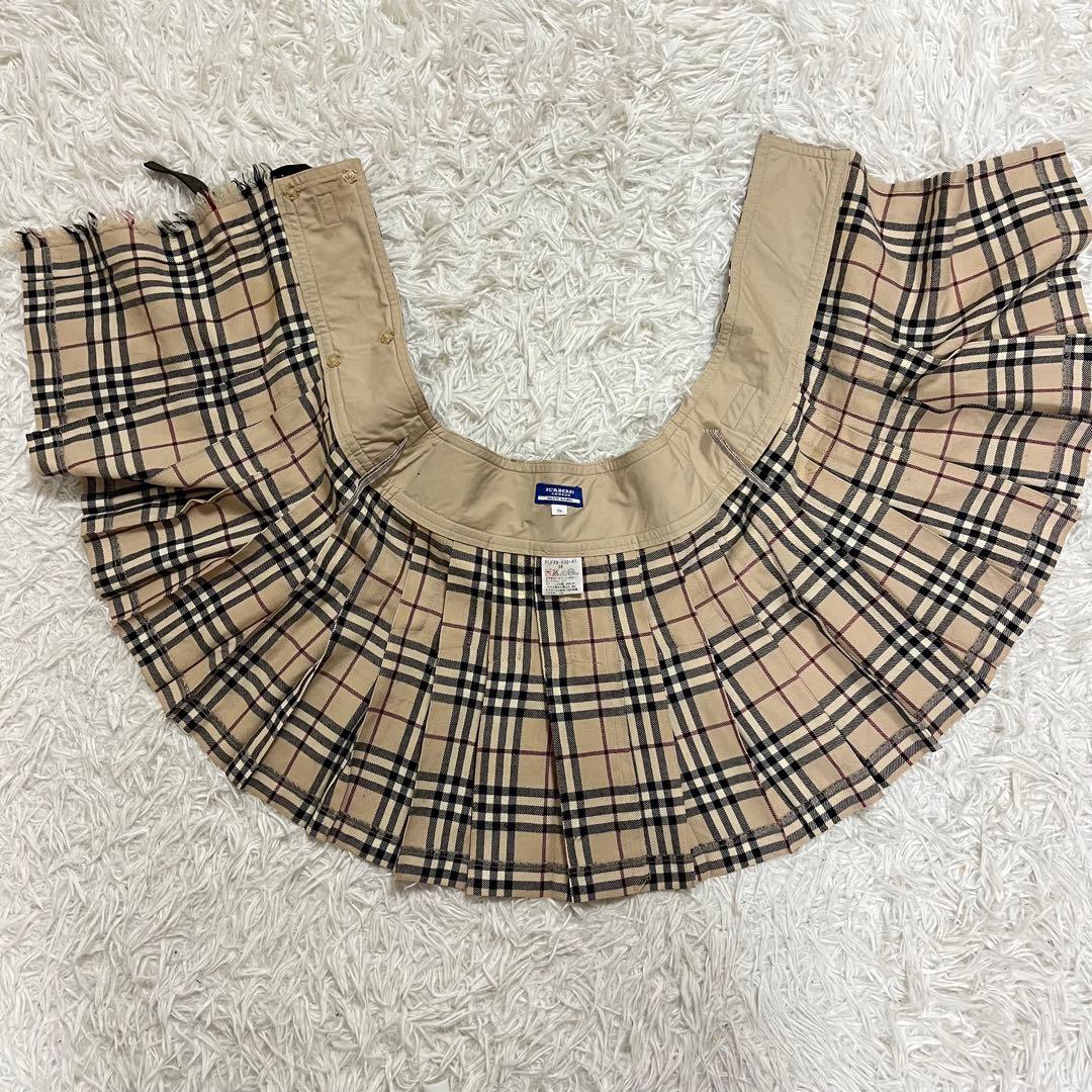 美品❣️バーバリー 巻きスカートプリーツ ノバチェック 牛革ベルト y2k 36
