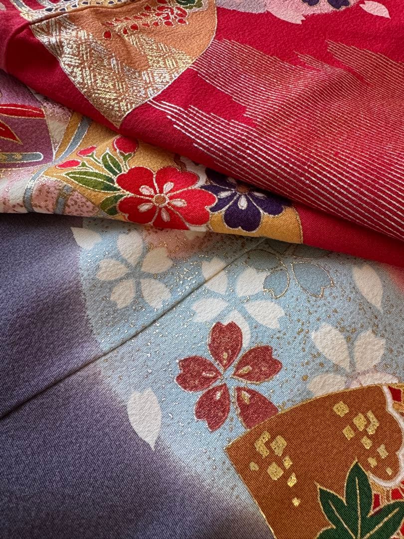 七五三に★正絹縮緬檜扇に鈴　七歳着物セット