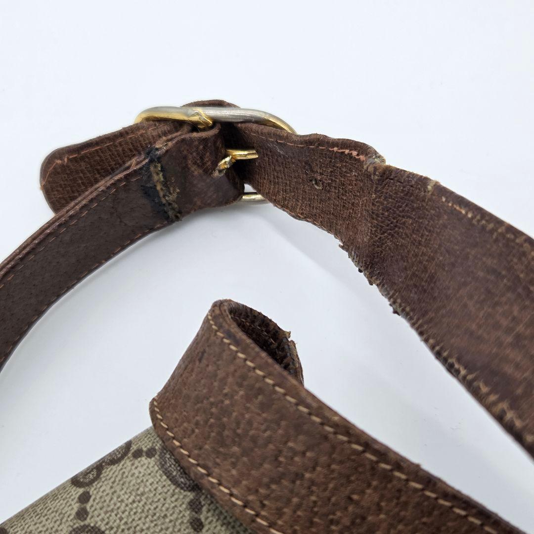 【良品】GUCCI シェリーライン GG ショルダーバッグ レザー ブラウン