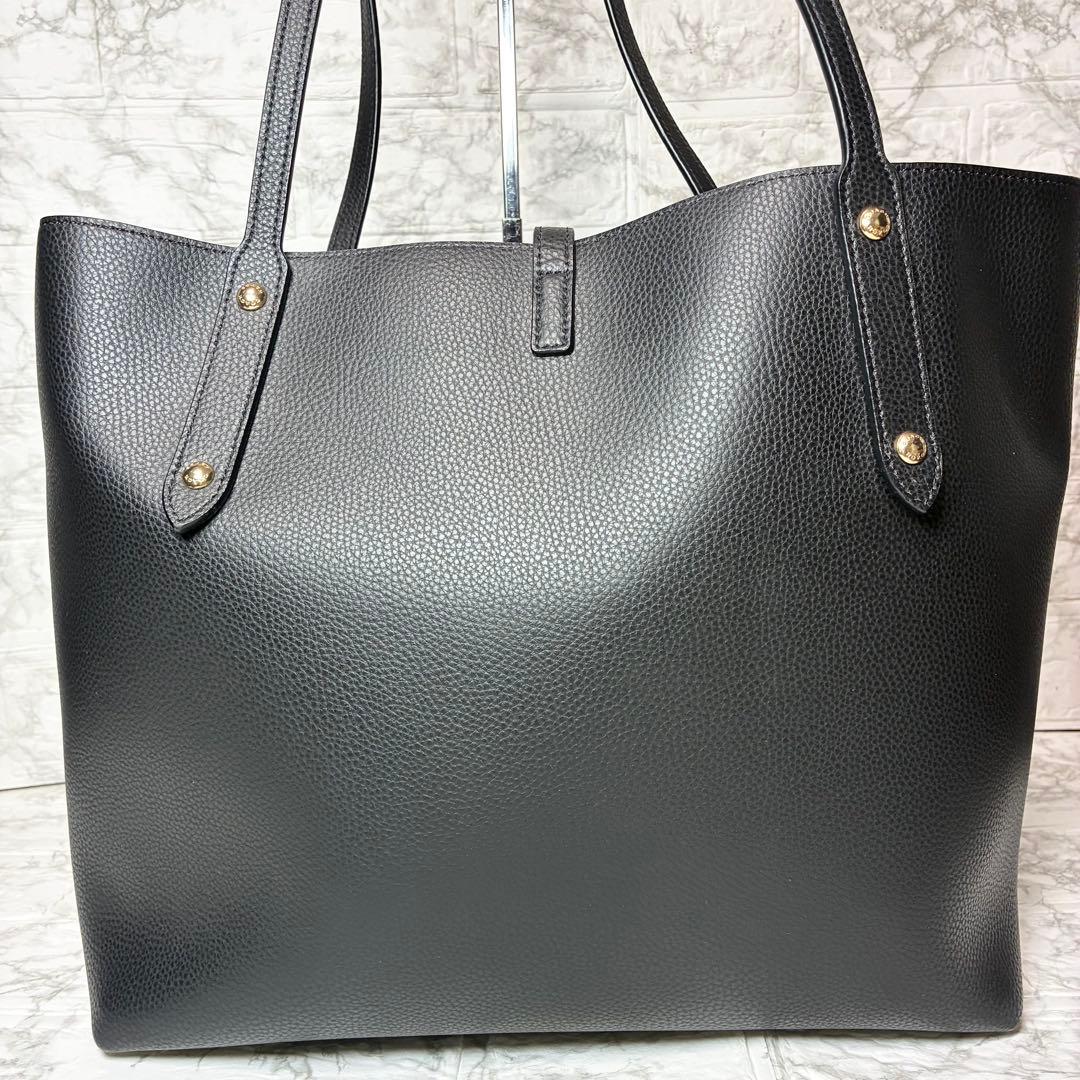 美品　コーチ 大容量 トートバッグ 本革 レザー 黒 ターンロック　マーケット
