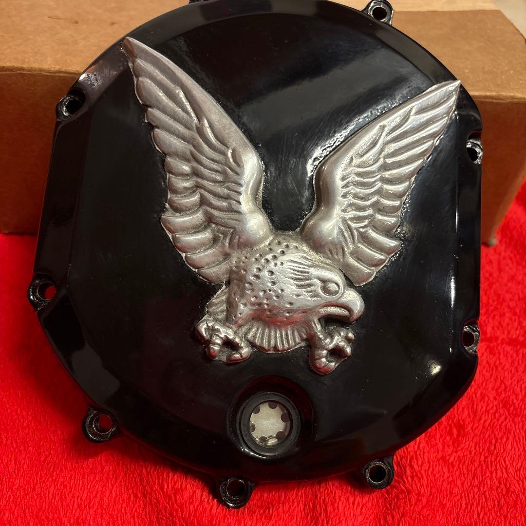 カワサキ Z1 Z2 KZキジマ復刻 イーグルエンジンカバー ブラック/シルバー