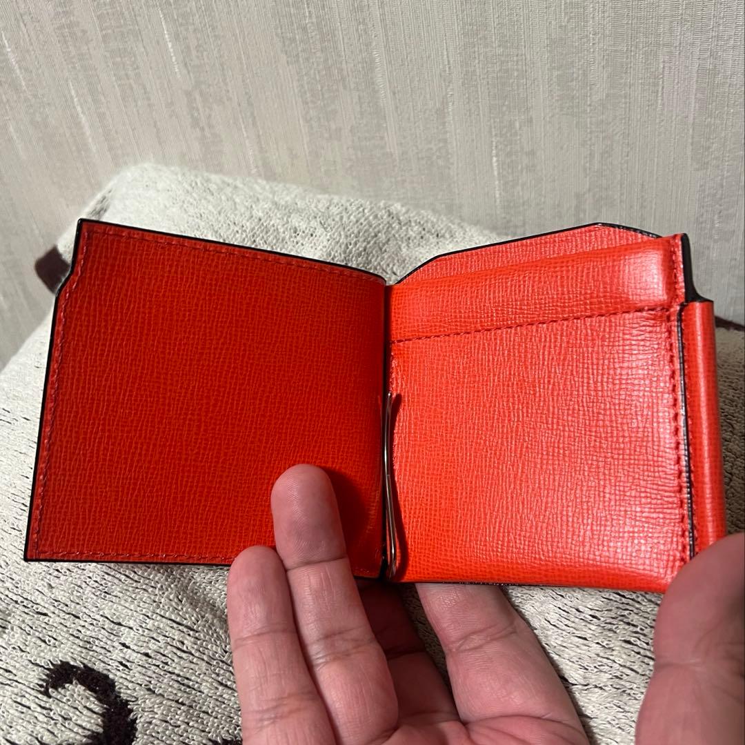 Valextra オレンジ レザー ダブルマネークリップ