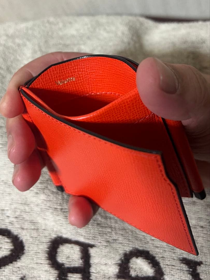 Valextra オレンジ レザー ダブルマネークリップ