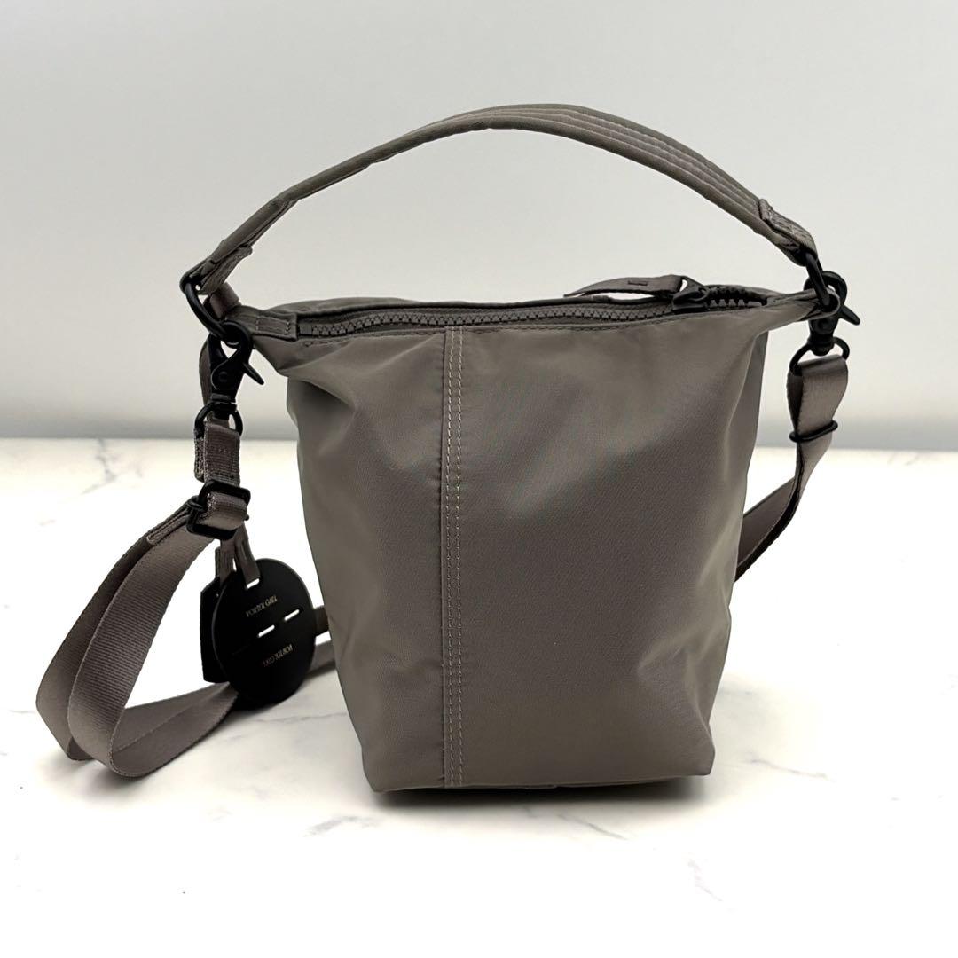 美品 ポーターガール シェル 2way ショルダーバッグ グレー 軽量 斜め掛け
