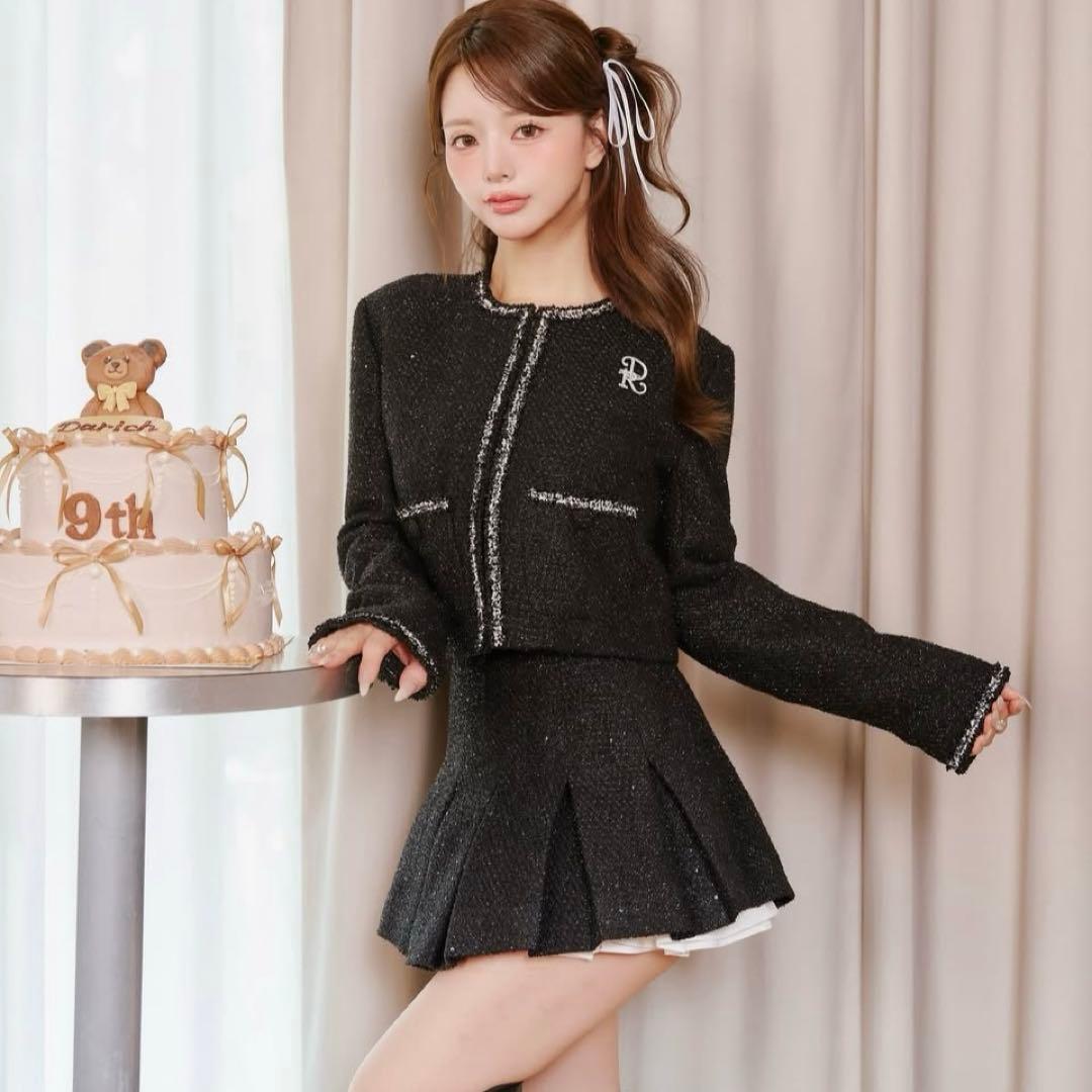 即日発送 Darich スパンコールツイードミニスカート ブラック M