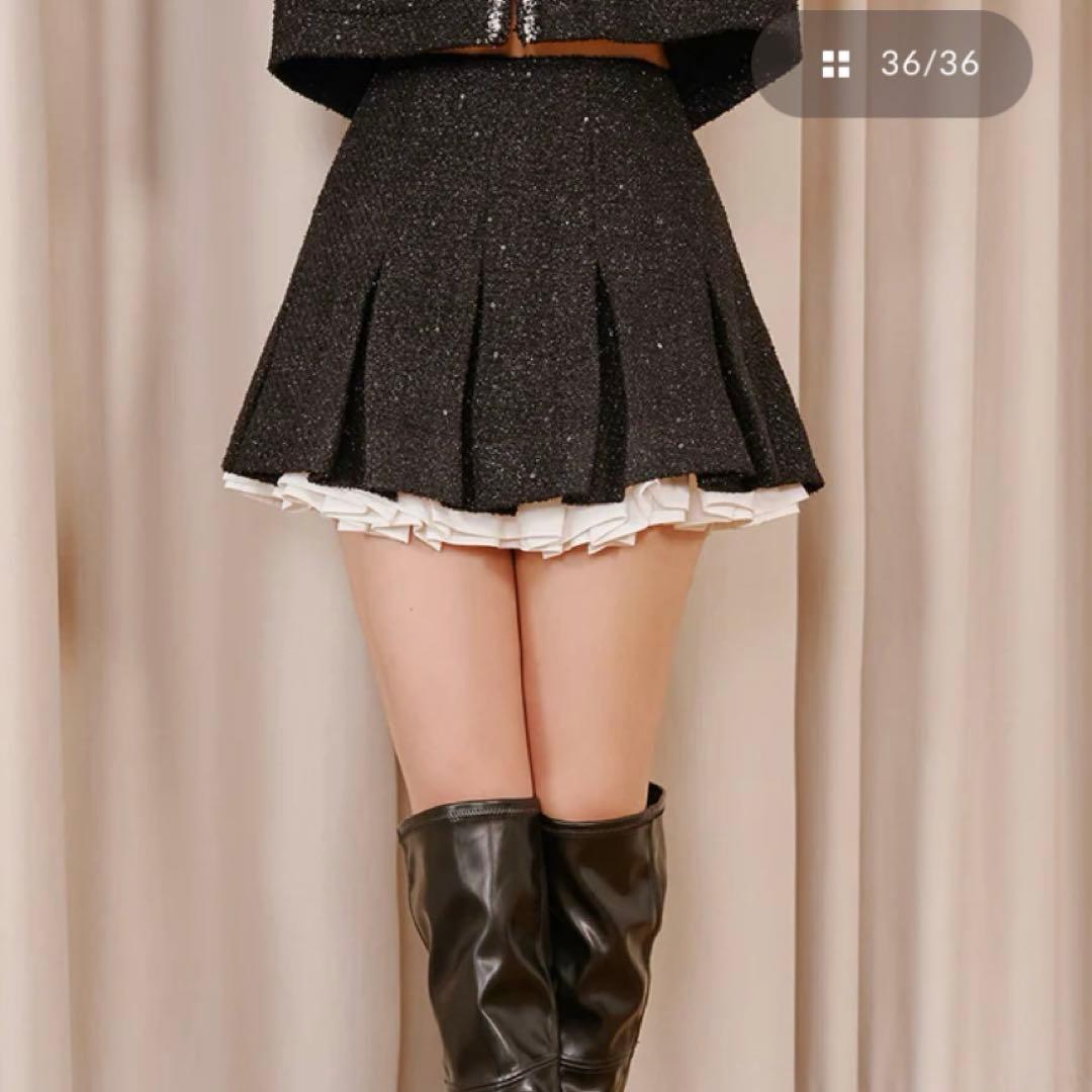 即日発送 Darich スパンコールツイードミニスカート ブラック M