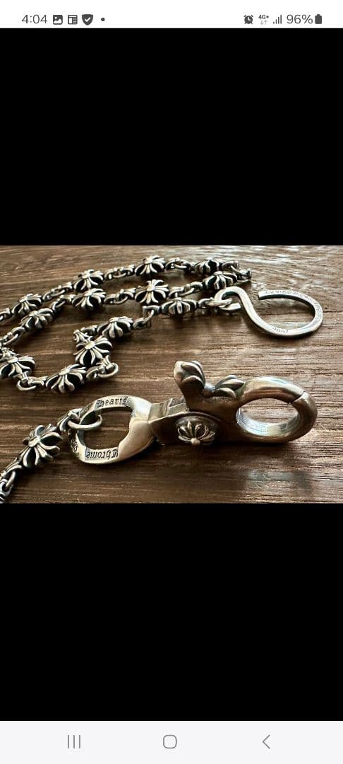 フラワーモチーフ シルバーウォレットチェーン 約60cm