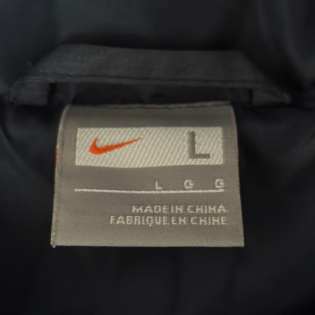 【美品】NIKE ナイキ ベンチコート Lサイズ グレー×レッド フード付き