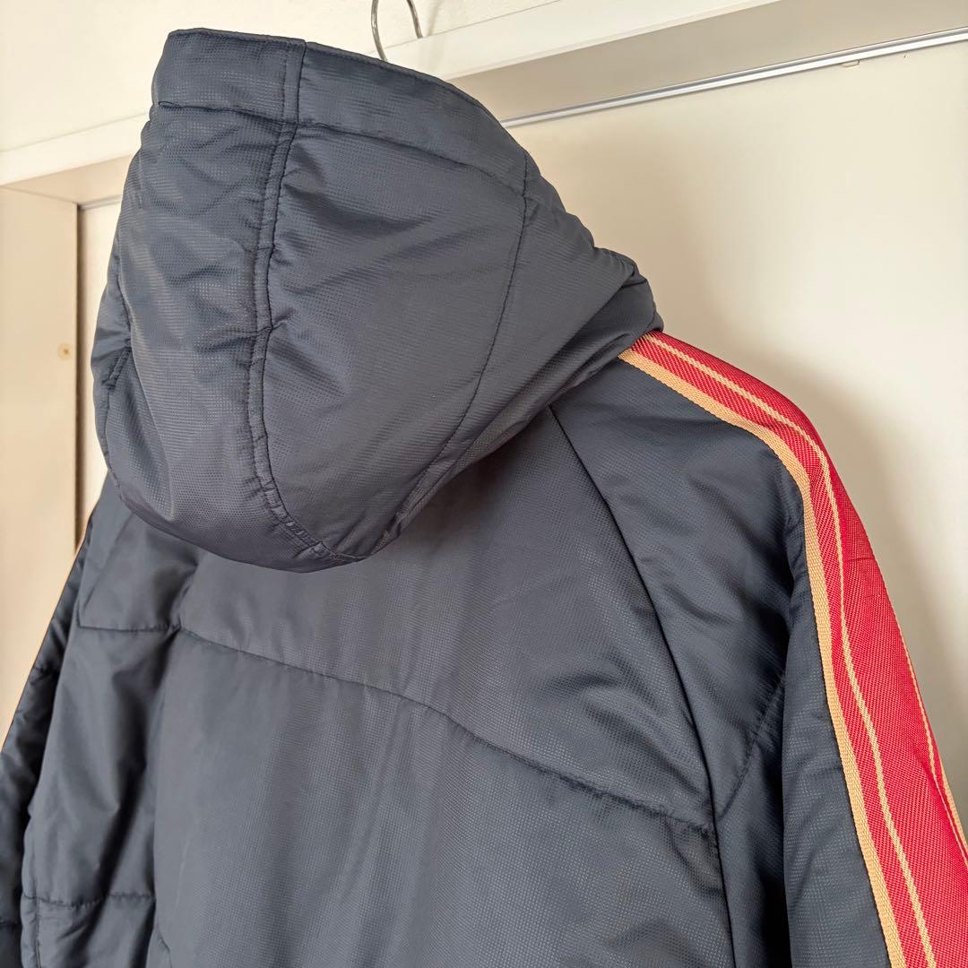 【美品】NIKE ナイキ ベンチコート Lサイズ グレー×レッド フード付き