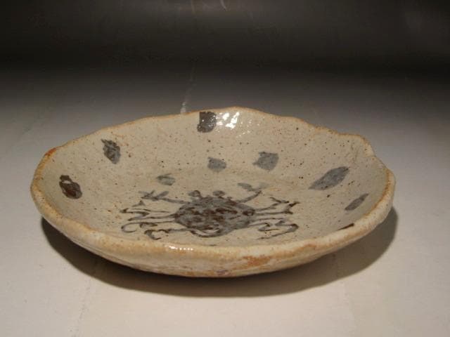 北大路魯山人　織部蟹絵丸向付　味わい深い作品　s302