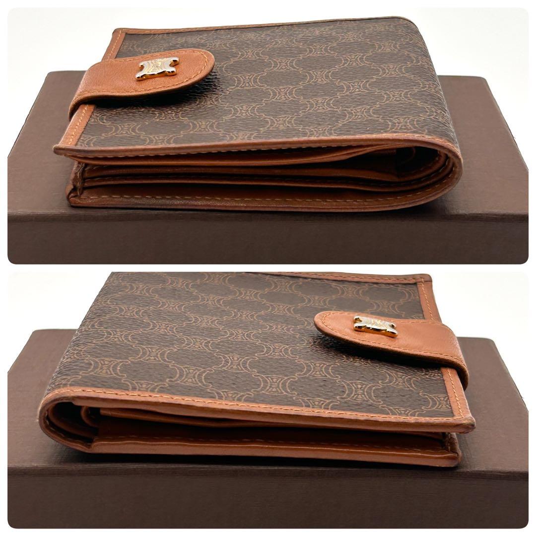 美品✨ CELINE セリーヌ 二つ折り財布 マカダム柄 ブラウン レザー