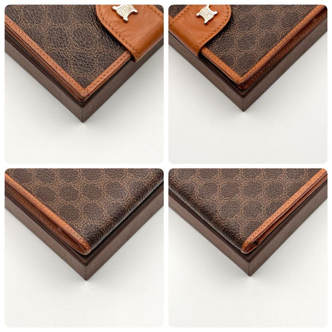 美品✨ CELINE セリーヌ 二つ折り財布 マカダム柄 ブラウン レザー