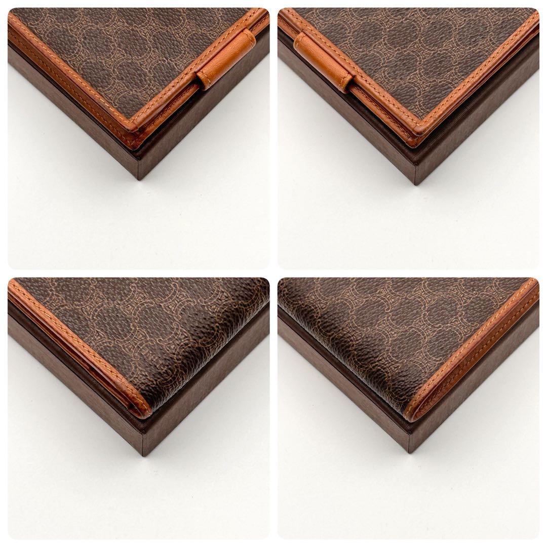 美品✨ CELINE セリーヌ 二つ折り財布 マカダム柄 ブラウン レザー