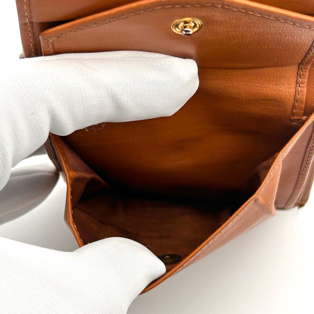 美品✨ CELINE セリーヌ 二つ折り財布 マカダム柄 ブラウン レザー