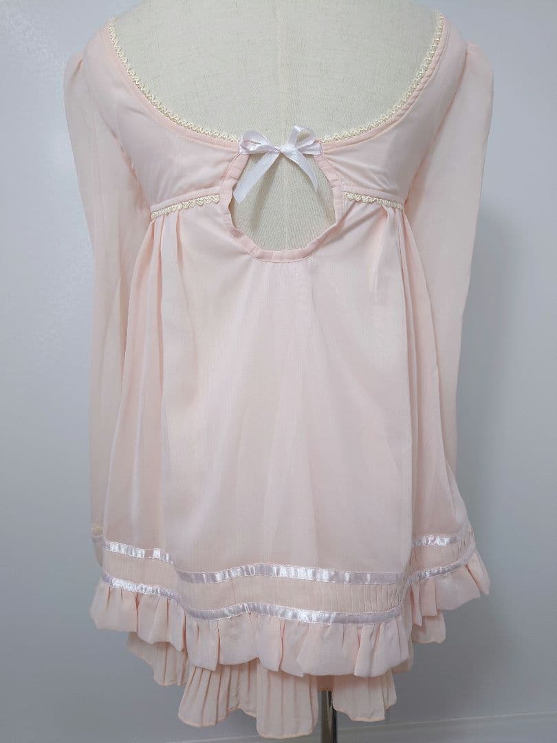 2000s 希少 LIZLISA コーラルピンク シフォンフリルチュニック