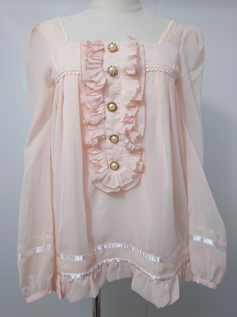 2000s 希少 LIZLISA コーラルピンク シフォンフリルチュニック