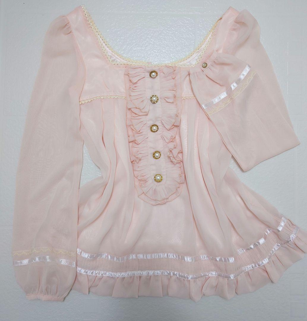 2000s 希少 LIZLISA コーラルピンク シフォンフリルチュニック