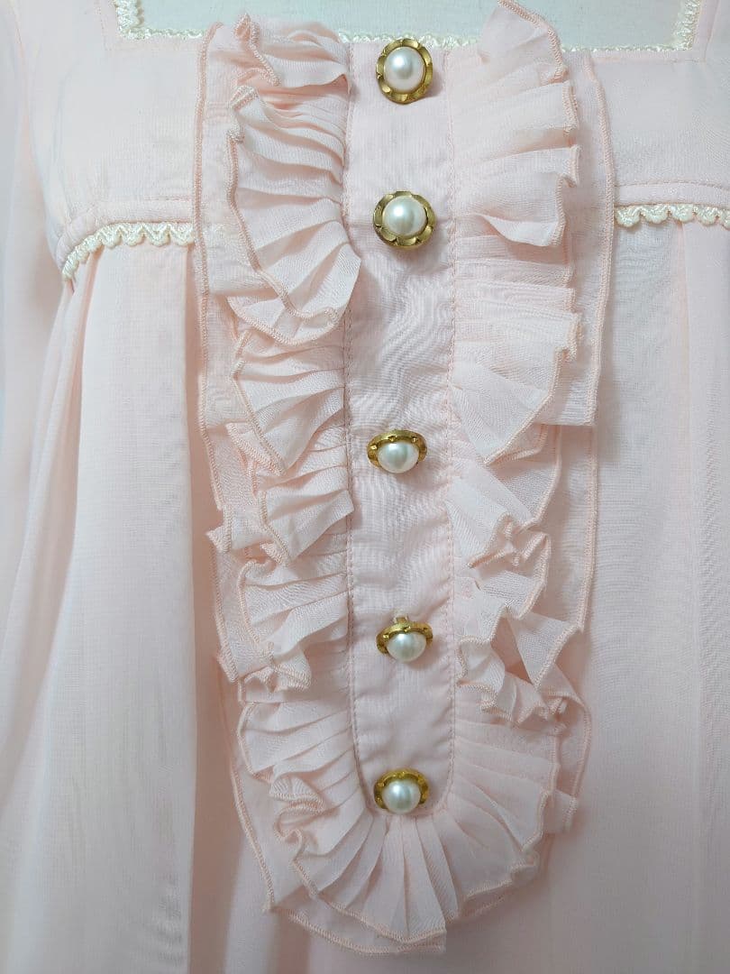 2000s 希少 LIZLISA コーラルピンク シフォンフリルチュニック