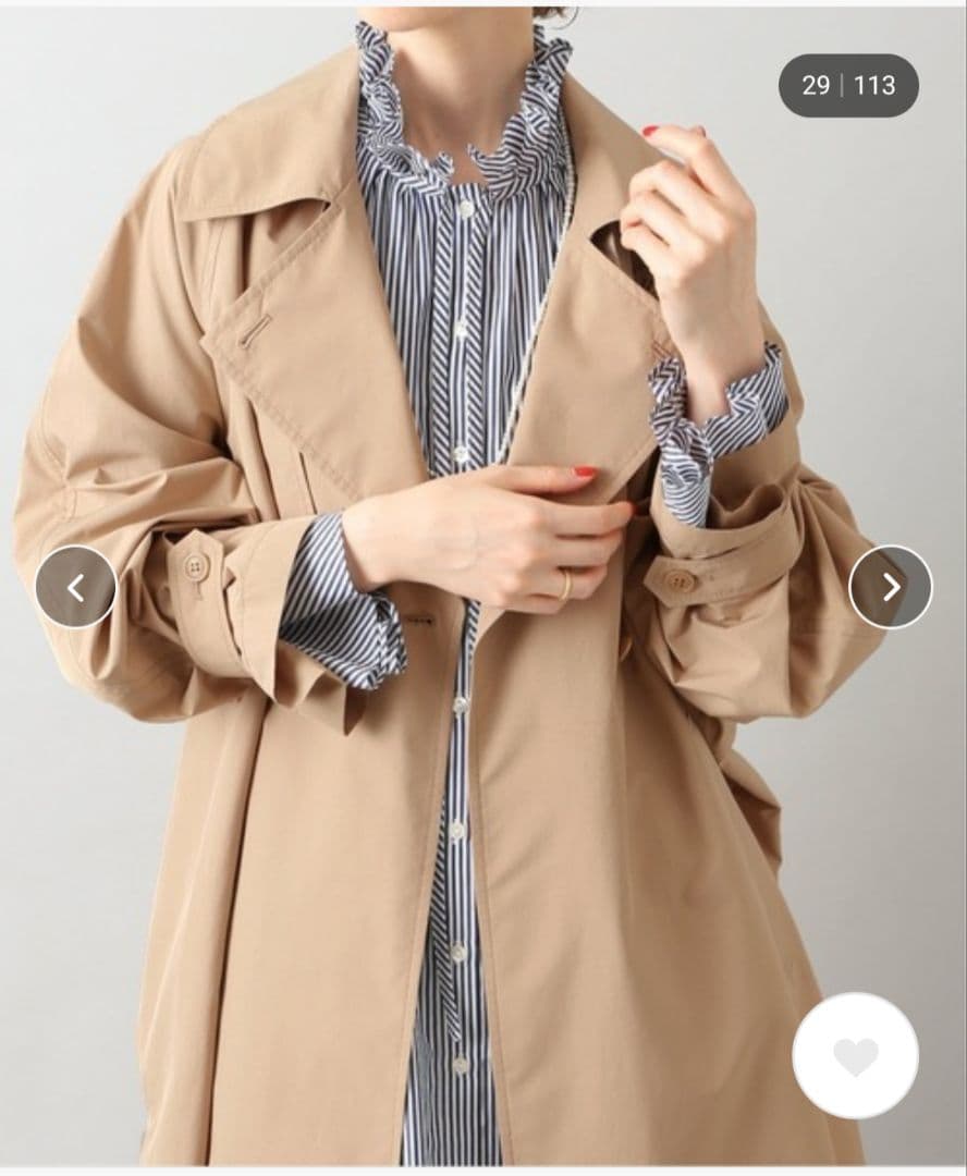 IENA Pe/ポプリンオーバートレンチコート ベージュ 38