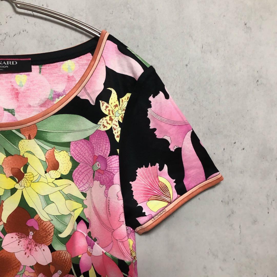 美品　LEONARD レオナール 花柄 総柄 トップス カットソー M