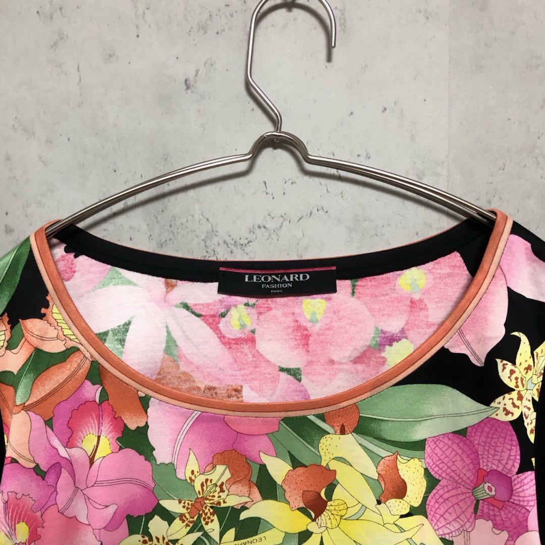 美品　LEONARD レオナール 花柄 総柄 トップス カットソー M