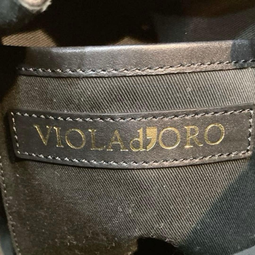 【美品】VIOLA'dORO V-1300ボトム切り替えバレル型巾着BAG 黒