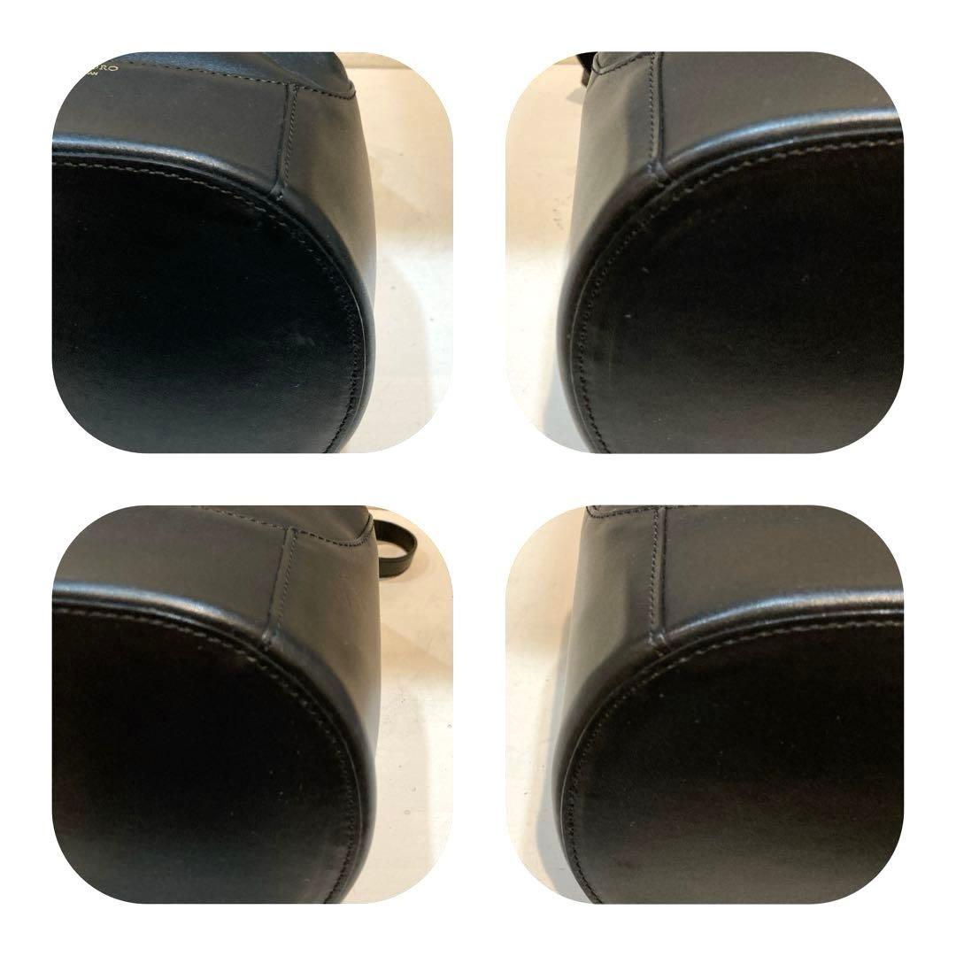 【美品】VIOLA'dORO V-1300ボトム切り替えバレル型巾着BAG 黒