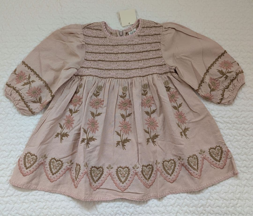 ワンピース Apolina PennySmockDress PinkBeige 3-5y