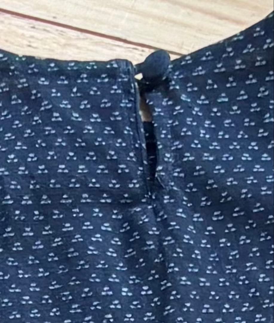 古布藍染　木綿　絣 長袖 ワンピース