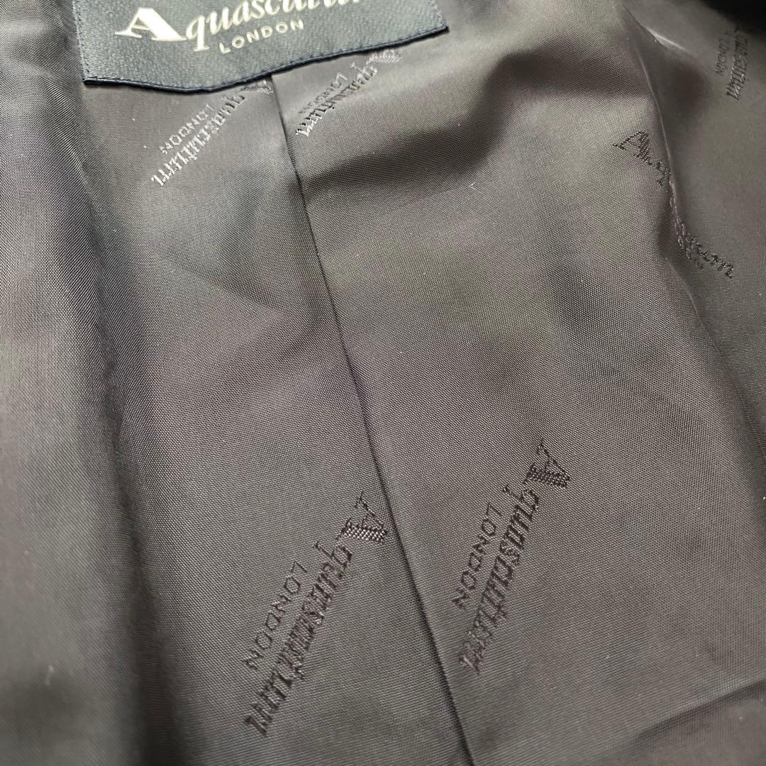 美品✨アクアスキュータム カシミヤ混　黒　コート　ステンカラーコート