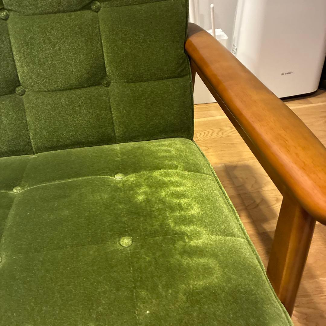 【カリモク60】Kチェア　2シーター　ソファ　モケットグリーン