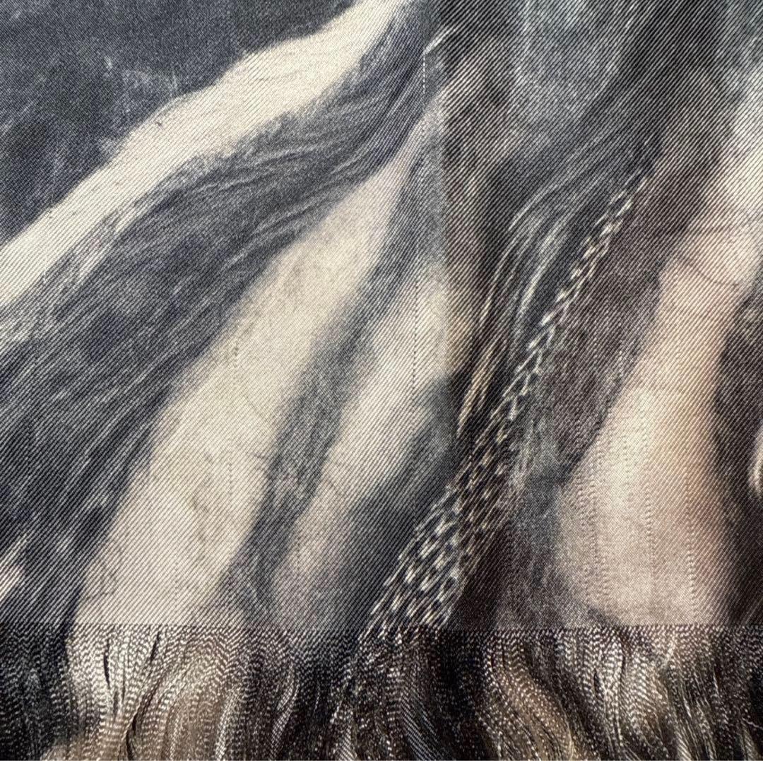 CHANELシャネル ストール フリンジ シルク100%大判 ブラック