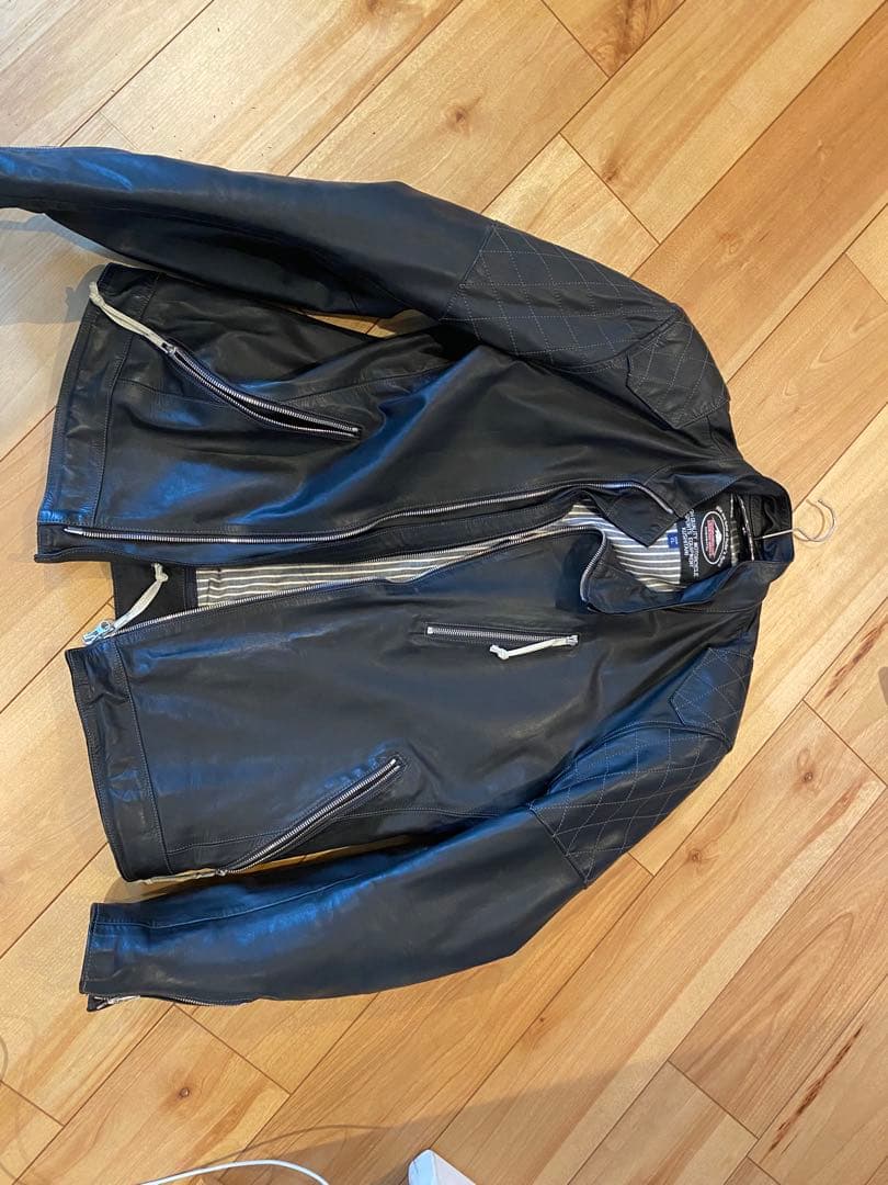 kushitani 黒レザー ライダースジャケ