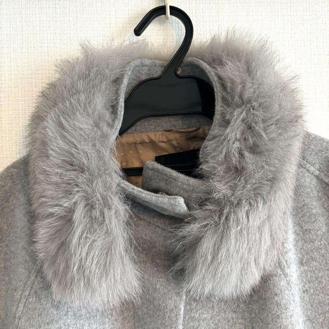 【美品】RUIRUE BOUTIQUE ケープコート フォックスファー付き