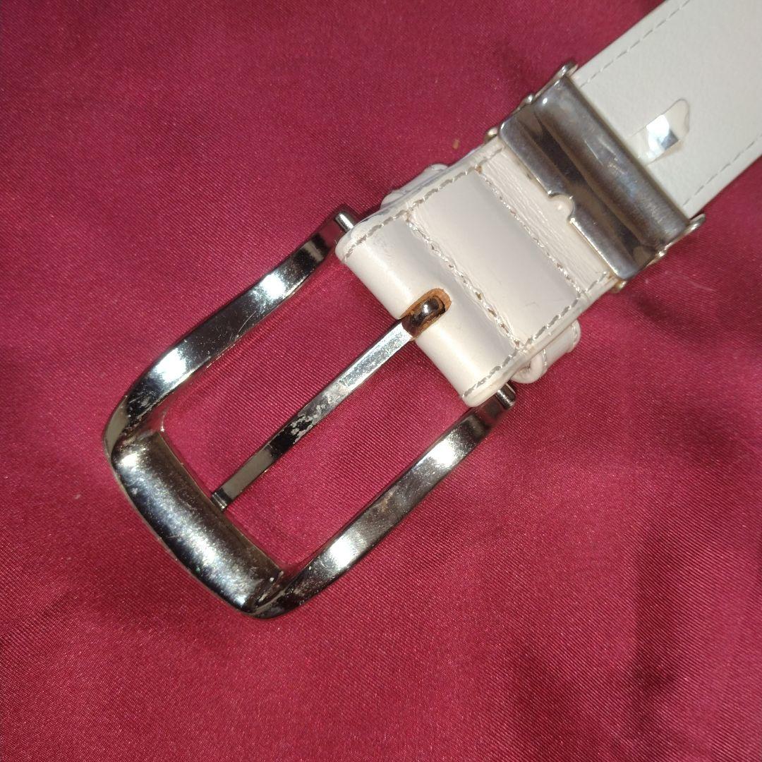 パーリーゲイツ　1989美品 ホワイトベルト　110cm 34mm ピンバックル