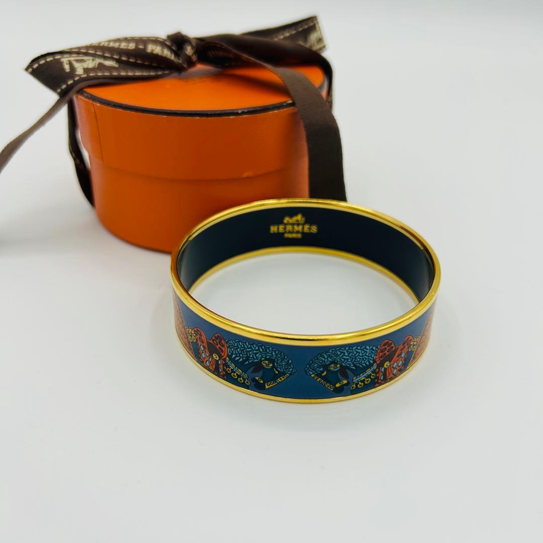 【美品】HERMES エマイユ GM バングル ゴールドカラー 馬柄
