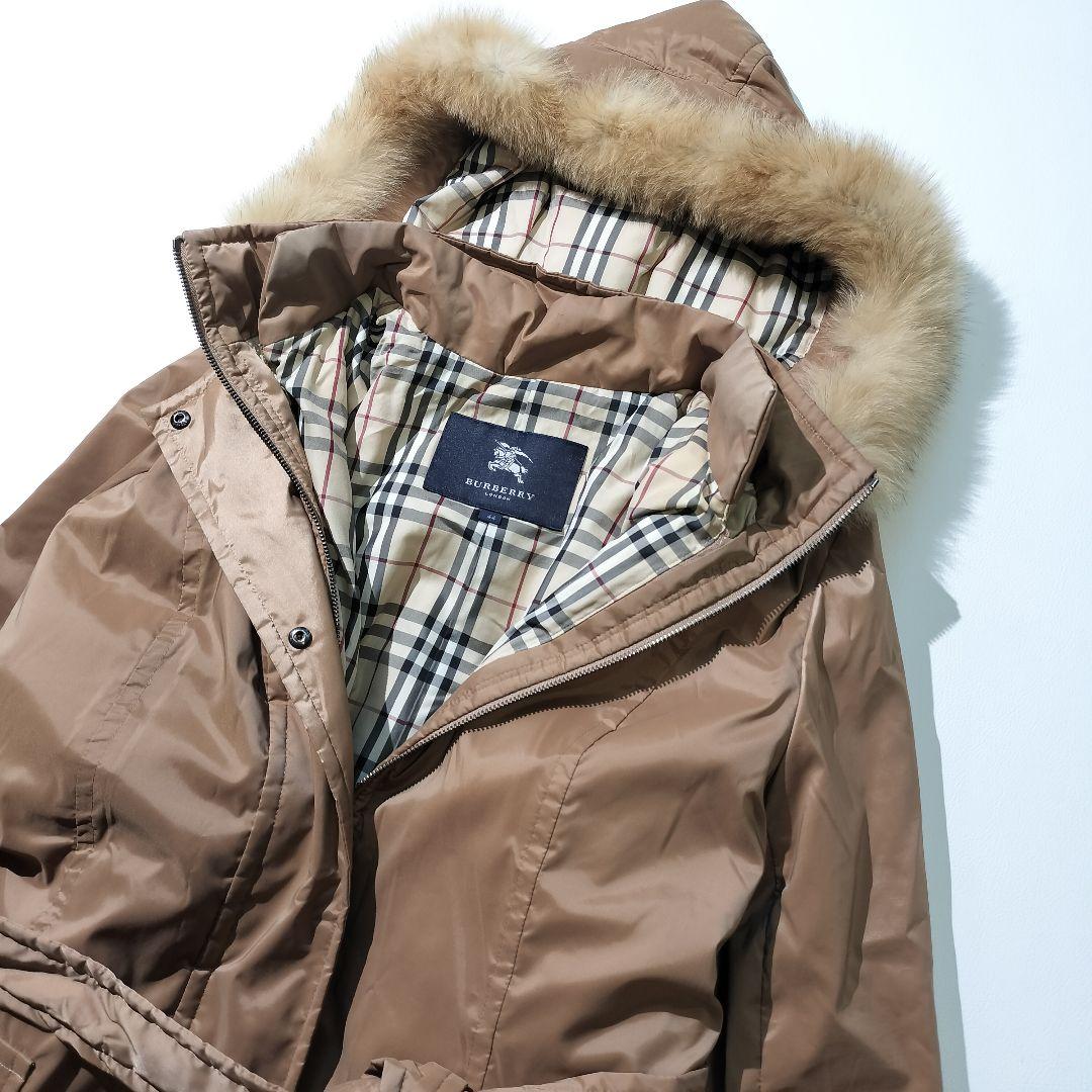 バーバリー ロンドン　ダウンライナー付き ロング コート フォックスファー　44