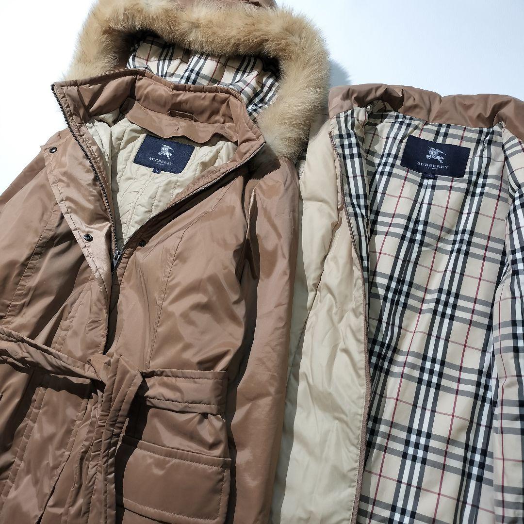 バーバリー ロンドン　ダウンライナー付き ロング コート フォックスファー　44