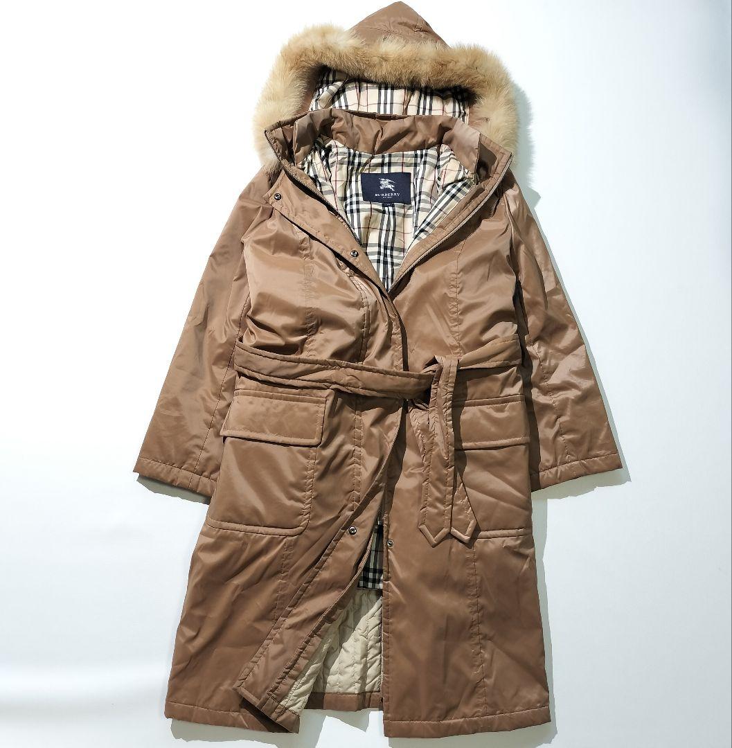 バーバリー ロンドン　ダウンライナー付き ロング コート フォックスファー　44