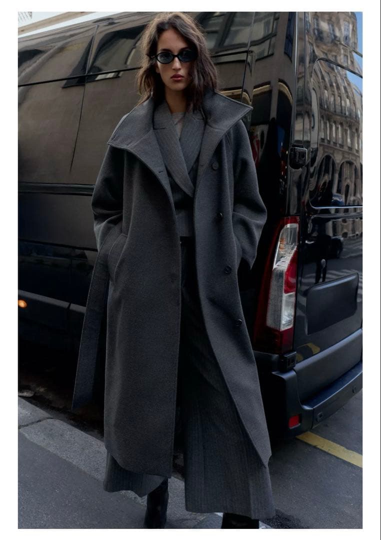 【在庫完売品】ZARA ソフトハイネックベルトコート　XS