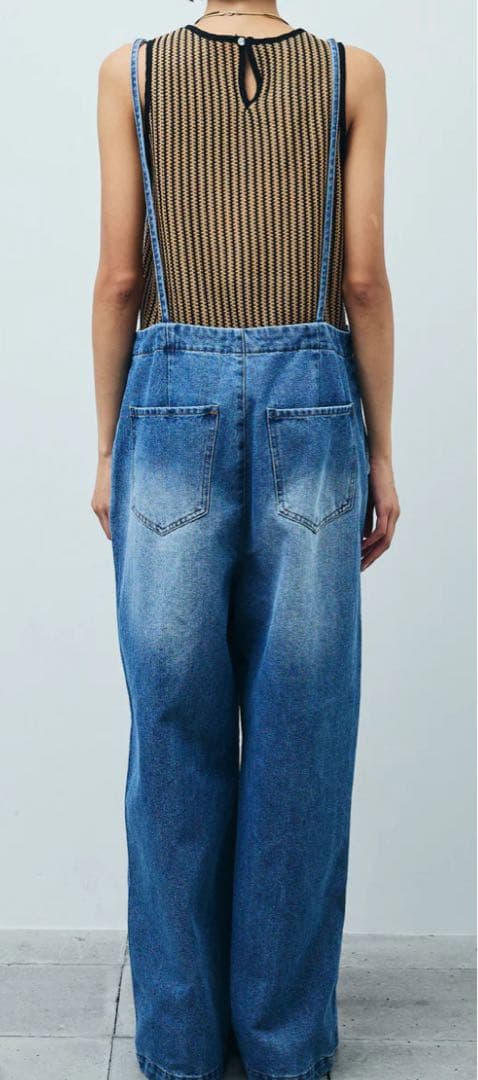 デニムブルー ジッパー付きオーバーオール