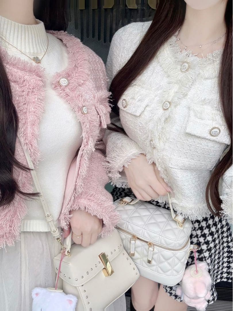 ジャケット・アウター Lumignon Papillon tweed fringe jacket