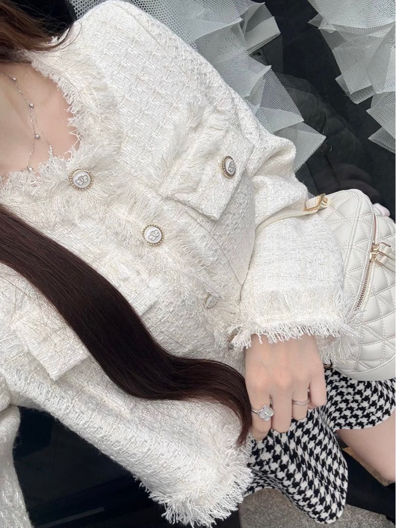 ジャケット・アウター Lumignon Papillon tweed fringe jacket