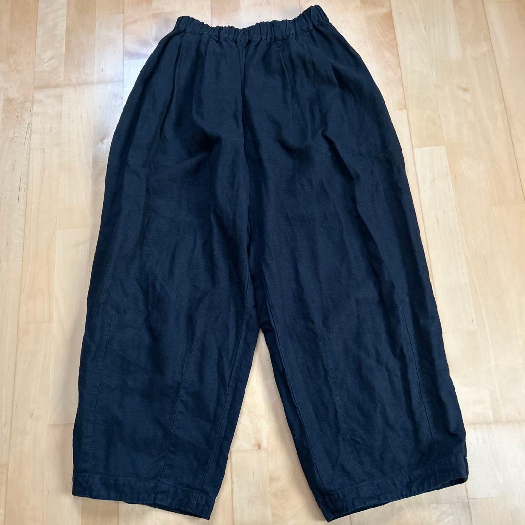 ネストローブ　起毛リネンワイドパンツ　ブラック