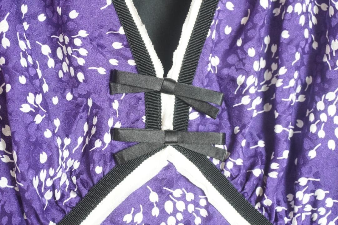 美品19SS MIUMIU ドレス フラワー ワンピース ネイビー1226N▲