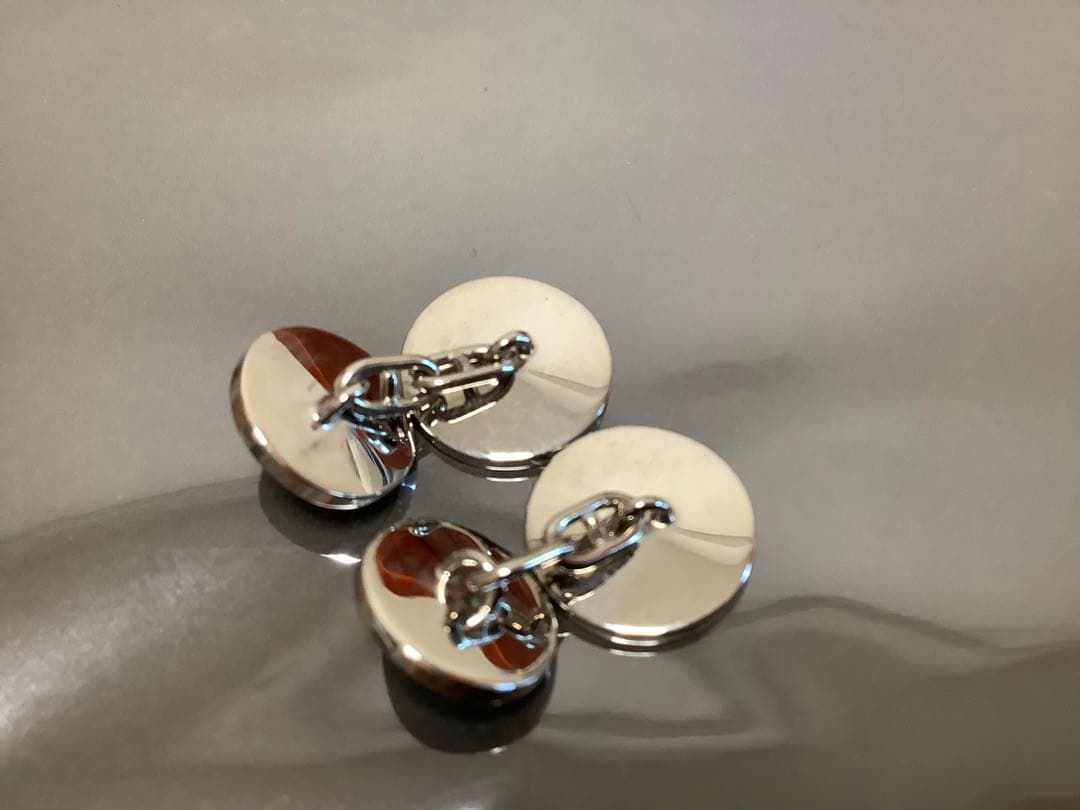 【美品】HERMES カフリンクス セリエ シェーヌダンクルチェーン ブルー