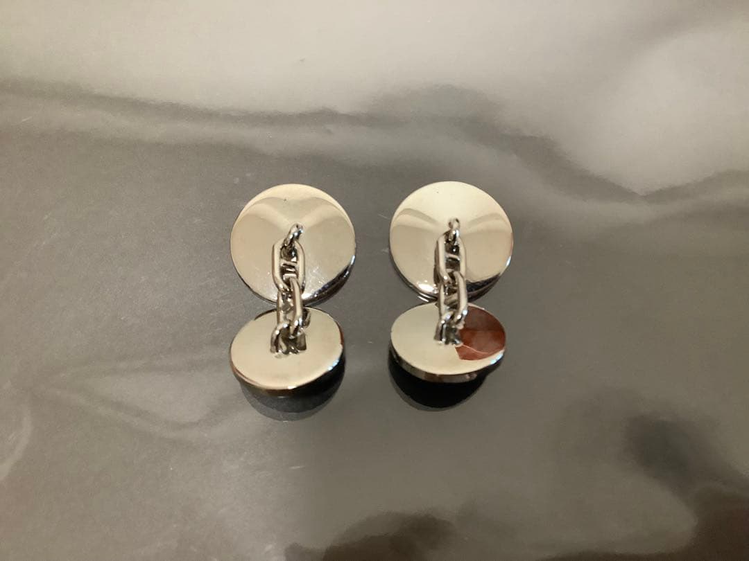 【美品】HERMES カフリンクス セリエ シェーヌダンクルチェーン ブルー