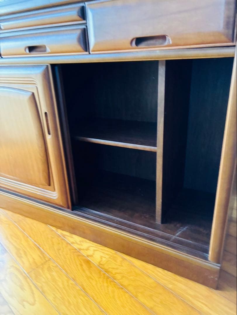 北九州発 カコークラフト工業 食器棚 アンティーク 上下 木製 引き出し 収納