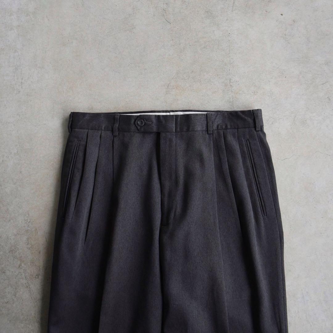 90s SLATES スレイツ ツータックスラックス ダークグレーW34 L31